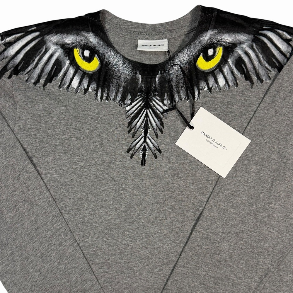 Marcelo Burlon Kids of Milan Owl Wings Eyes T-Shirt Painted Young Girls Size 8